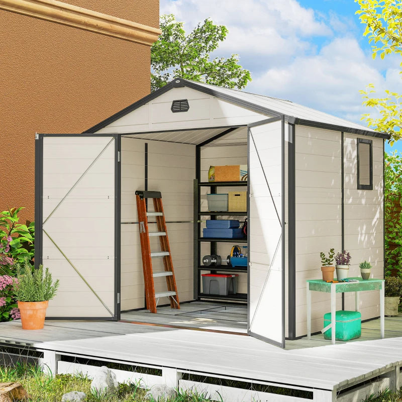 Cream White 7.9ft x 6.2ft Aluminium Frame and Plastic Walled Shed