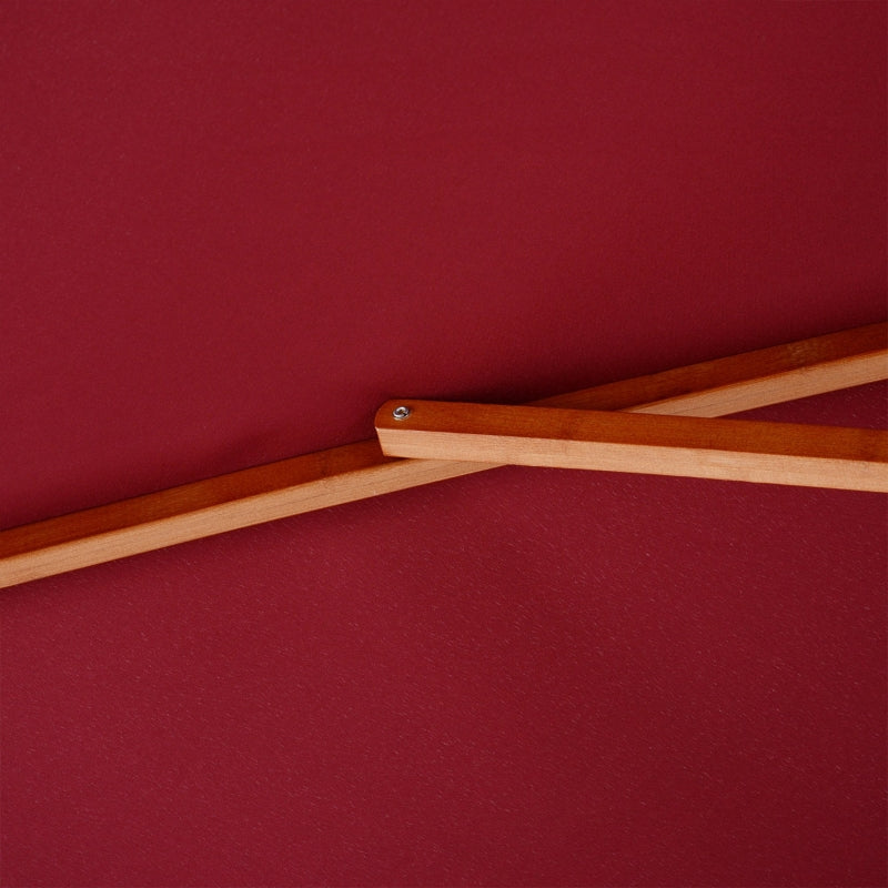 Double Tier Wine Red Wooden Garden Parasol Umbrella