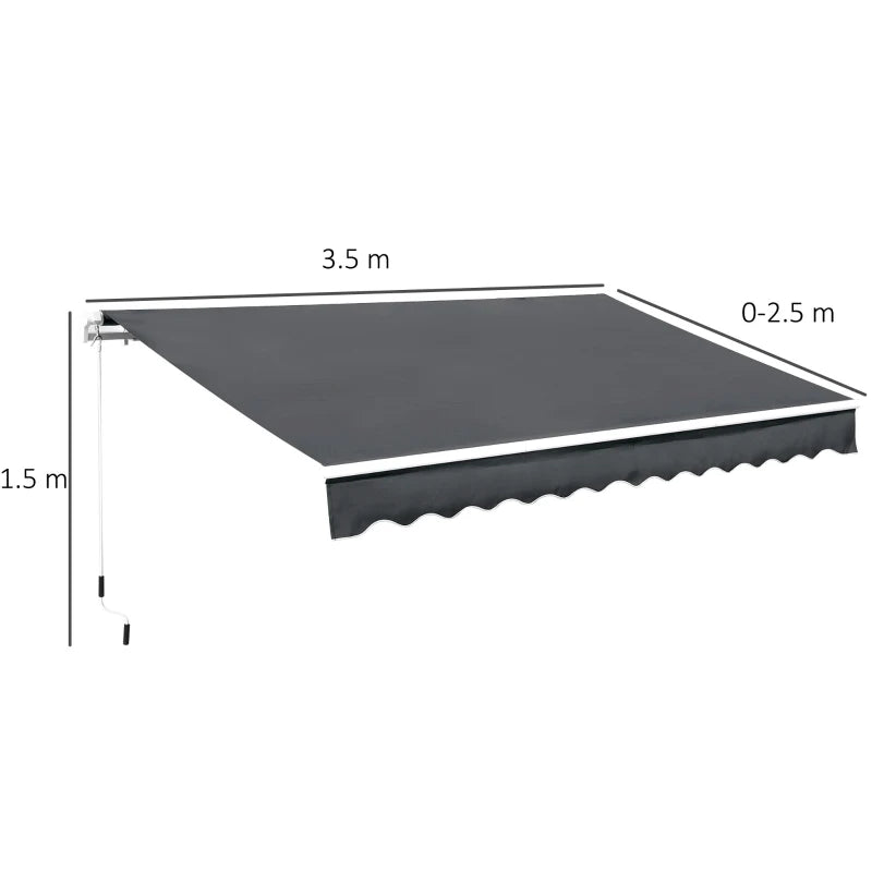 3.5m x 2.5m Dark Grey Retractable Awning Canopy