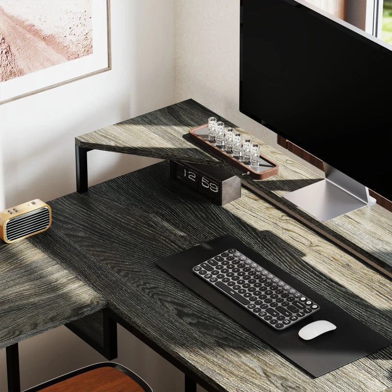 Industrial 'L' Shaped Multi-Work Desk in Charcoal Grey - Modern Office Furniture for Home & Workspace