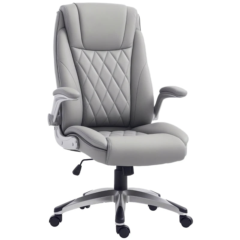 Vinsetto Grey Faux Leather Executive Swivel Office Chair - Ergonomic Design, Adjustable Height, Modern Comfort for Home & Office