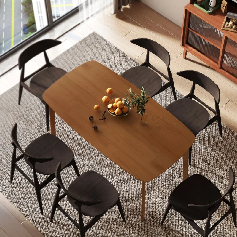 Light Brown Pine Wood Rectangular Dining Table - Modern Design, Durable, Perfect for Family Gatherings and Dining Rooms