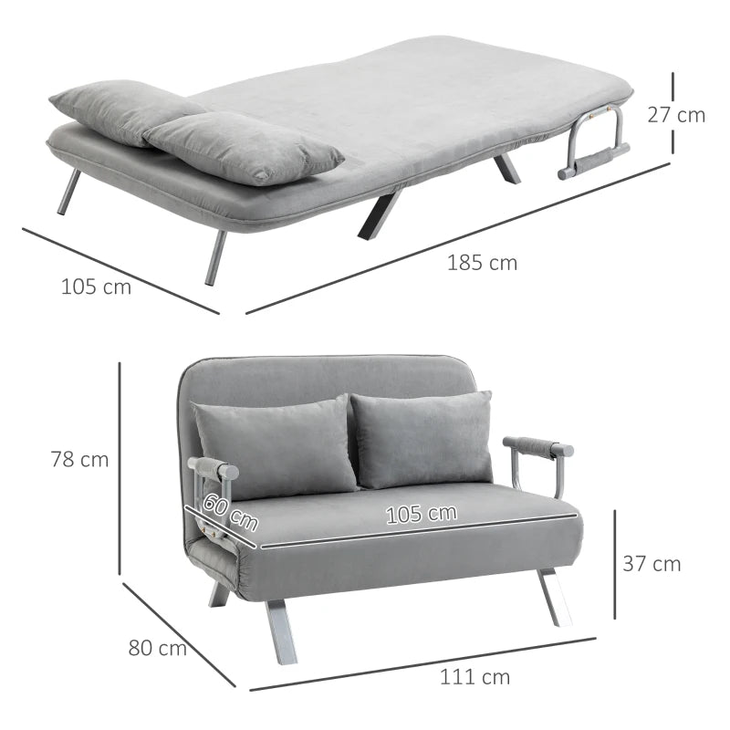 Light Grey Two-Seater Click-Clack Sofa Bed for Stylish Living Spaces