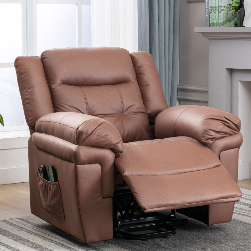 Power Lift Recliner Chair with Heating and Massage for Elderly, Soft Upholstery, Sturdy Frame, Brown, 99x83x106 cm