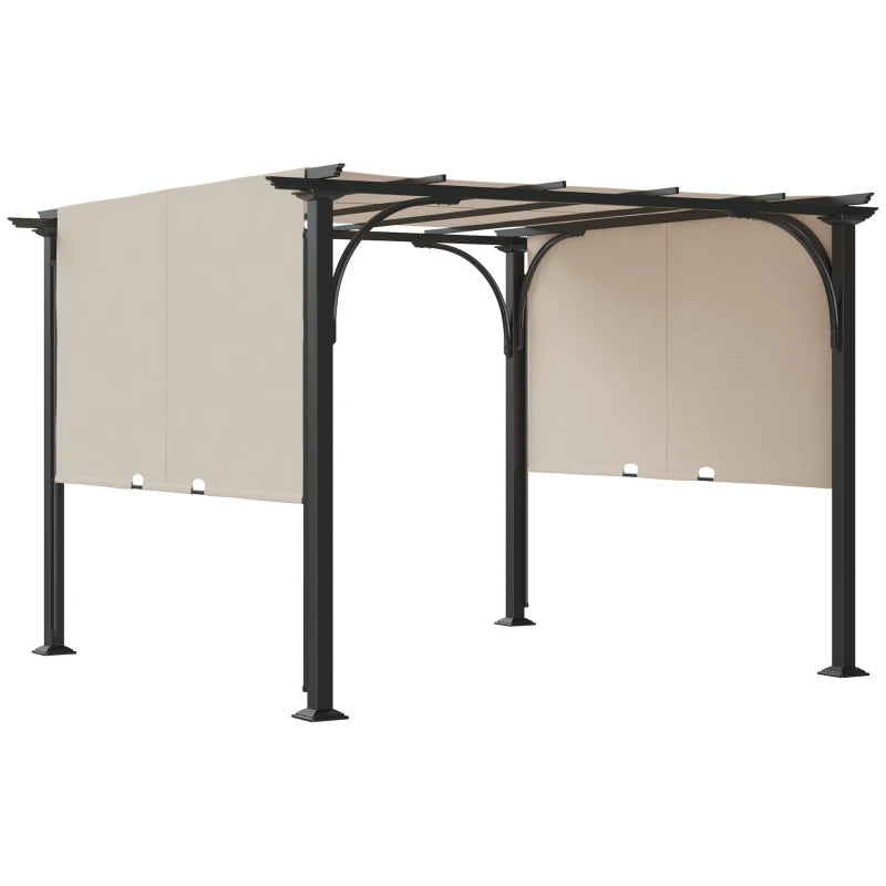 3m x 3m Outdoor Retractable Pergola - Beige