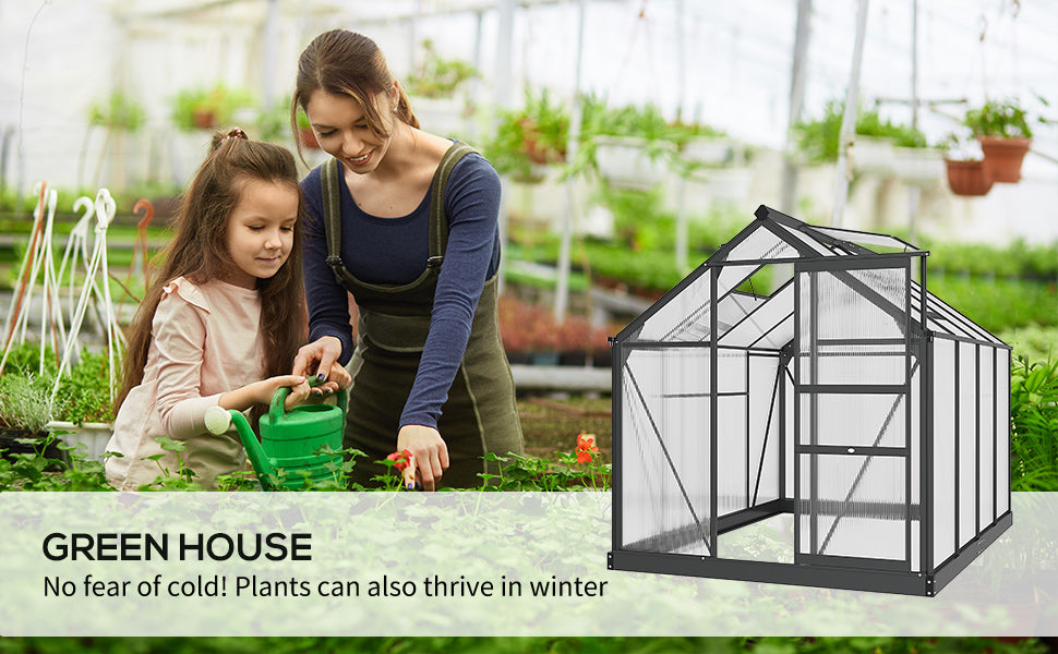 Polycarbonate Greenhouse With Aluminium Frame - All Sizes
