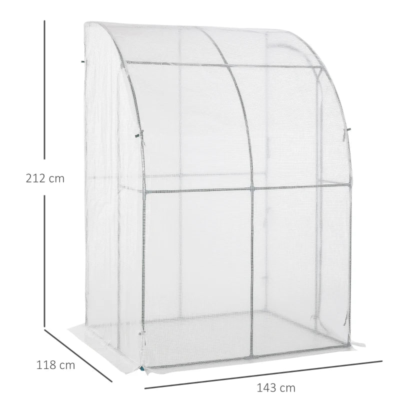 White Outdoor Walk-In Greenhouse with Zippered Door, 143x118x212cm