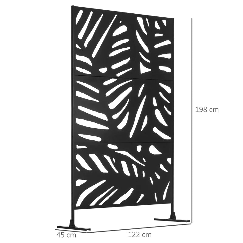 Freestanding Outdoor Privacy Screen - Decorative Metal Garden Divider, 48" x 78", Black for Deck and Pool