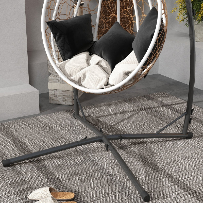 Heavy Duty Black Hammock Chair Stand - X-Shape Base, Indoor/Outdoor Use, 150 KG Load Capacity