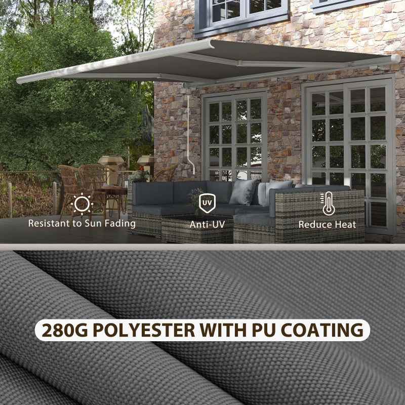 Grey 4m x 3m Full Cassette Electric/Manual Retractable Awning
