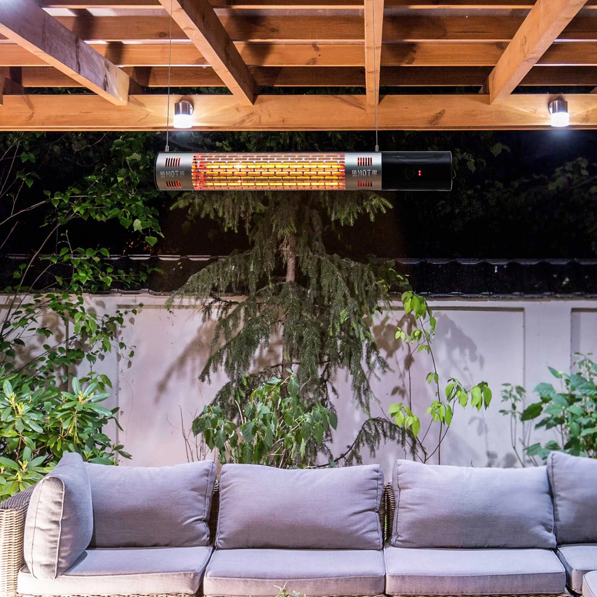 Wall Mounted Patio Heater - 1500W Electric Infrared Halogen Heater with Remote Control, Black