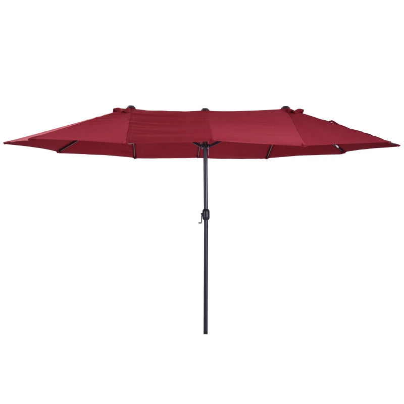Double-Sided Wine Red Patio Parasol - 4.6m Sun Umbrella