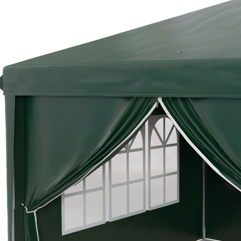 Dark Green 3x6m Pop-Up Gazebo with Curtain Walls and Windows