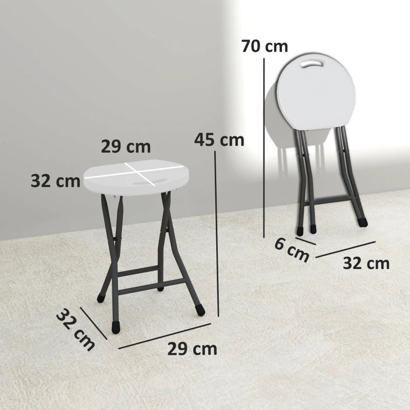Set of Four White Folding Carry Stools - Compact and Lightweight Design