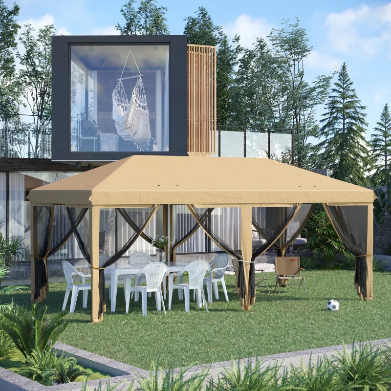 Beige 6m x 3m Pop Up Marquee Gazebo