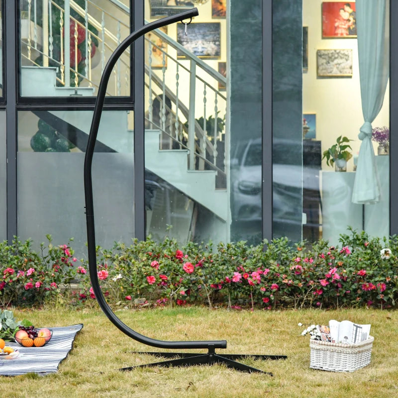 Steel Hanging Hammock Chair Stand - Black