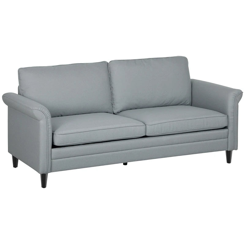 Modern 3-Seater Fabric Sofa with Spring Cushions and Rubber Wood Legs for Living Room or Bedroom