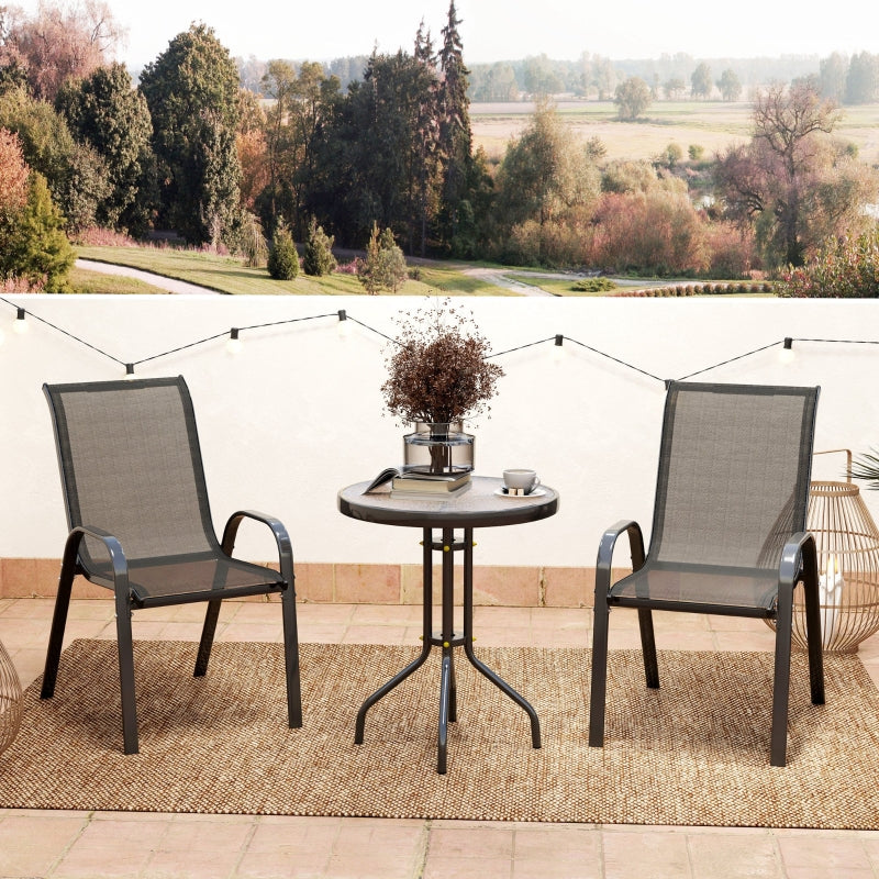 Three-Piece Black Outdoor Garden Furniture Set - Perfect for Patio and Balcony