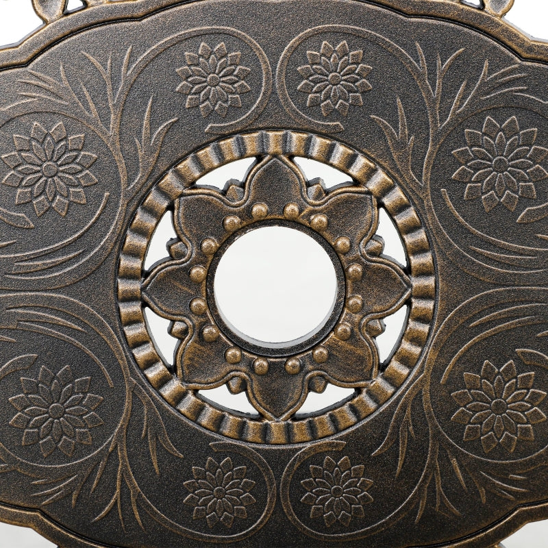 7-Piece Bronze Tone Cast Aluminium Garden Dining Set - Outdoor Furniture, Large Size