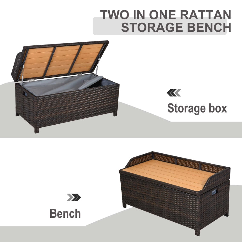 Rattan Storage Bench - Mixed Brown