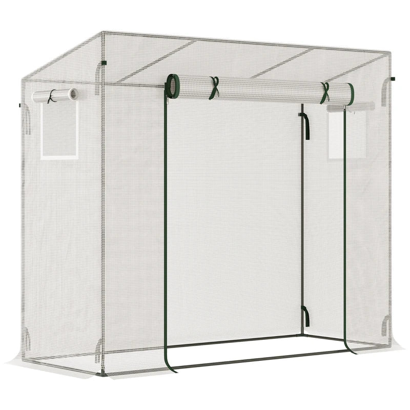 Green Walk-in Garden Greenhouse with Steel Frame