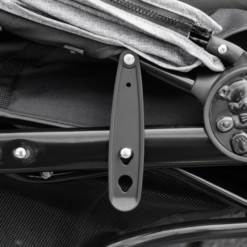 Foldable 3-Wheel Pet Stroller with Sky Roof for Small Dogs and Cats Red