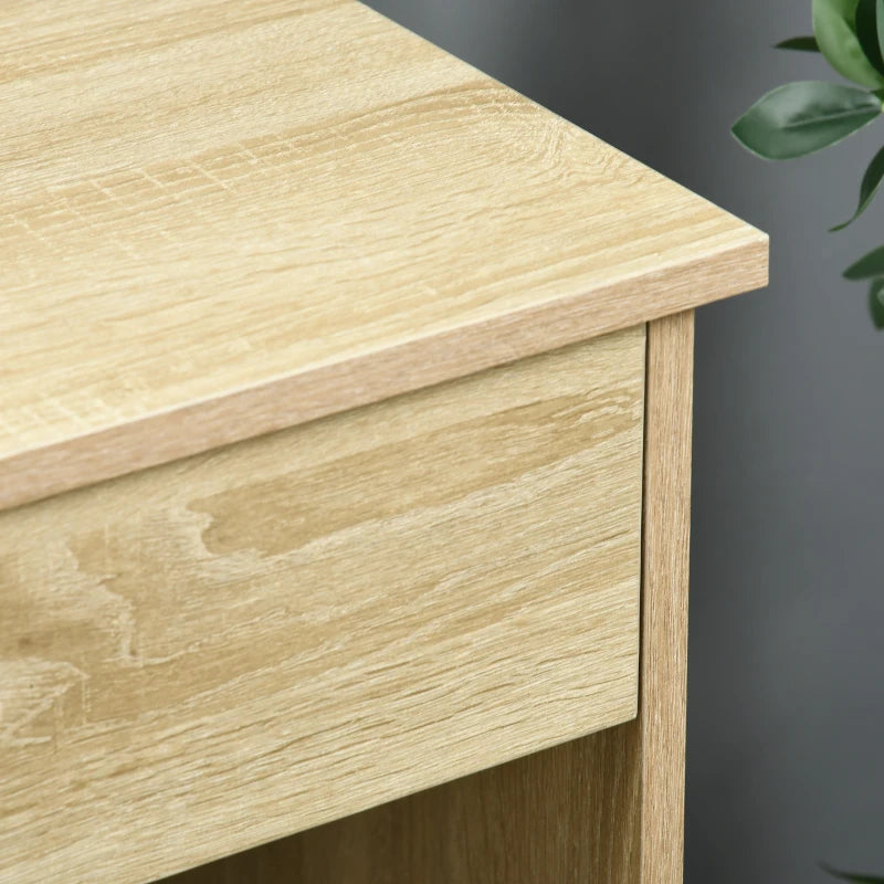 Stylish Oak Computer Desk with Lockable Drawer & Storage Shelf - Home Office & Study Furniture, 110x50x76 cm