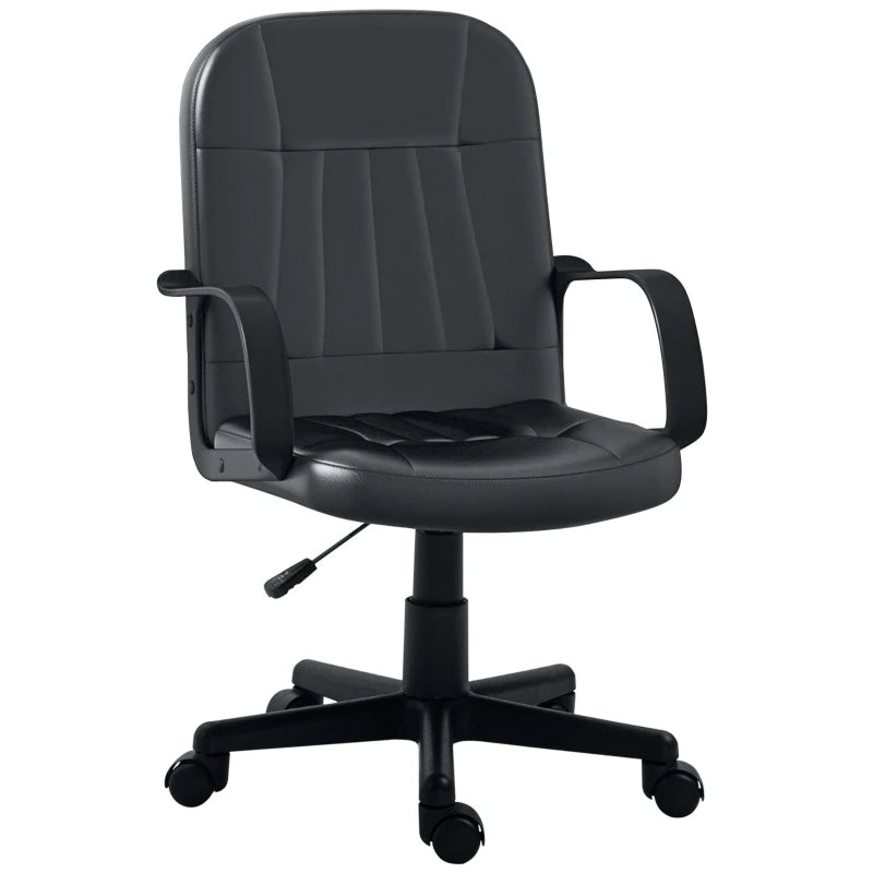 Swivel Executive Office Chair PU Leather Computer Desk Chair Adjustable Height with Wheels Black