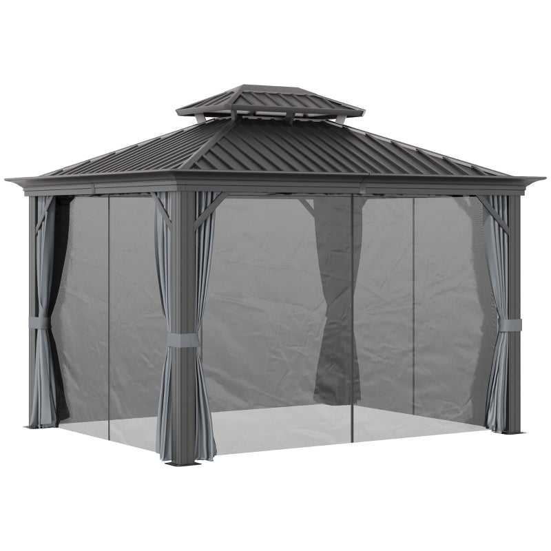 Grey 3m x 3.7m Hardtop Gazebo
