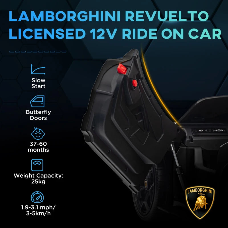 Licensed 12V Lamborghini Revuelto Ride On Car with Butterfly Doors and Remote Control