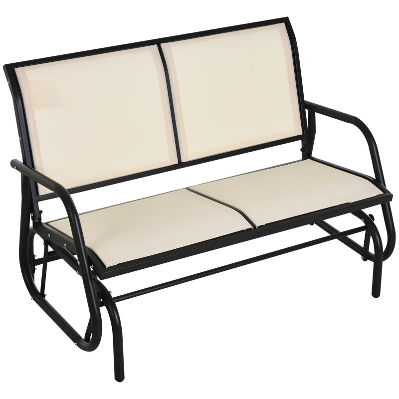 Cream 2 Person Outdoor Glider Loveseat