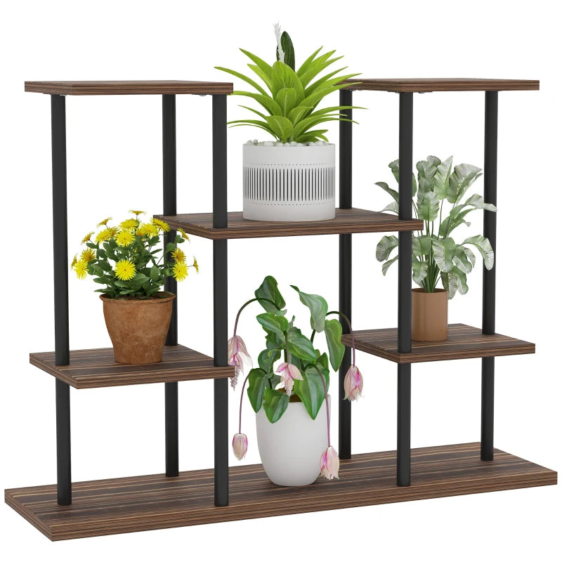 Four-Tier Wooden Plant Stand Shelf - Natural Wood Finish, 4-Tier, Indoor/Outdoor Use