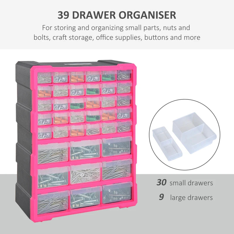 Efficient Wall-Mounted Tool Storage with 39 Drawers