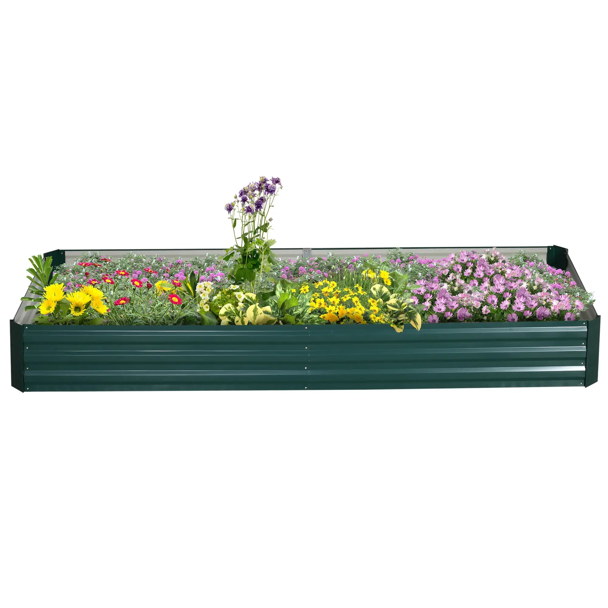 Green Metal Raised Garden Bed Planter Box for Growing Flowers & Herbs - 241 x 90.5 x30cm