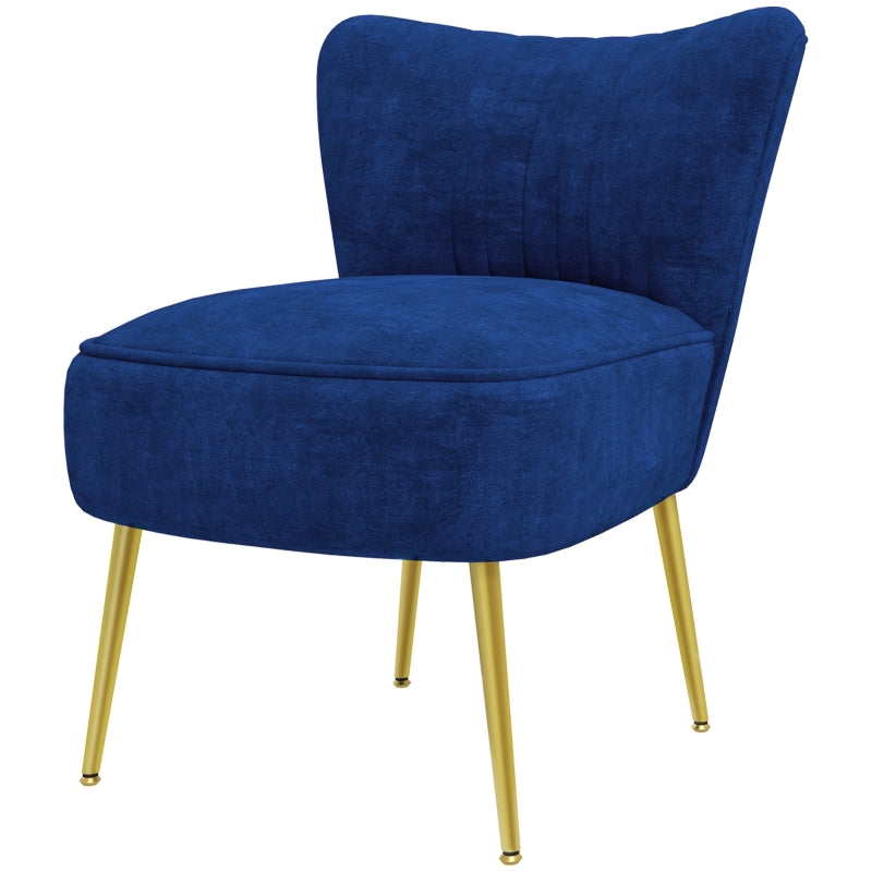 Velvet-Feel Dark Blue Tub Accent Chair for Stylish Living Room Decor
