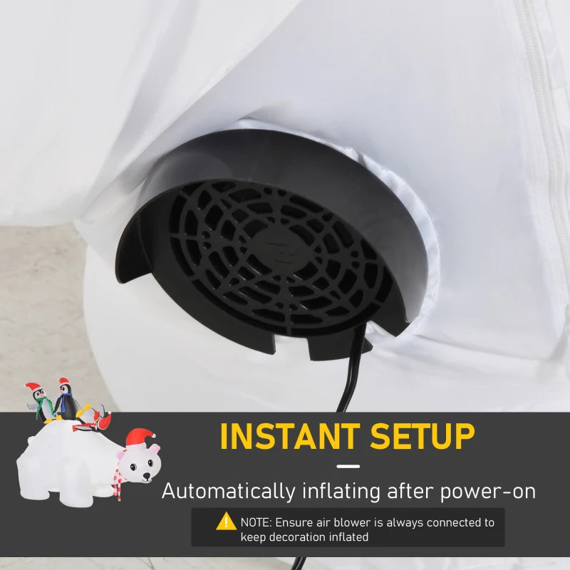 5ft LED Lighted Outdoor Christmas Inflatable Polar Bear with Penguins - Giant Yard Decoration for Home & Garden Parties