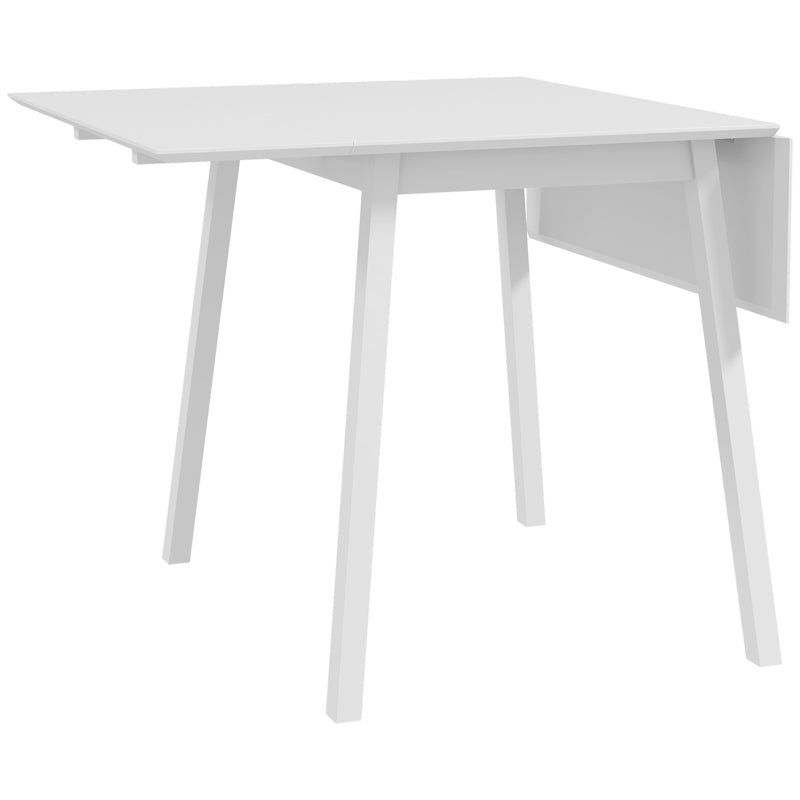 Solid Wood Folding Dining Table - Drop Leaf Rectangle Table for 2-4 People, Space-Saving Kitchen Table in White