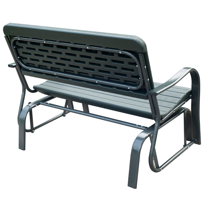 Dark Green Metal Garden Glider Loveseat for 2