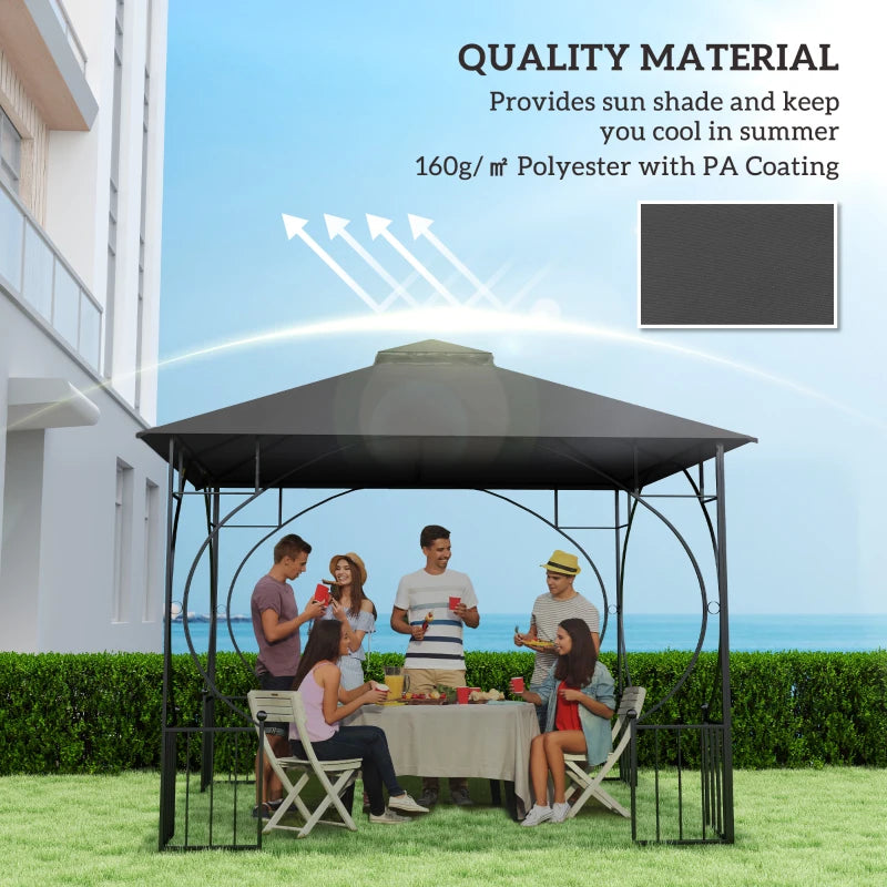 3mx3m Black Replacement Gazebo Canopy - Double Tier Roof Top for Garden, Patio, Outdoor Use (Top Only)