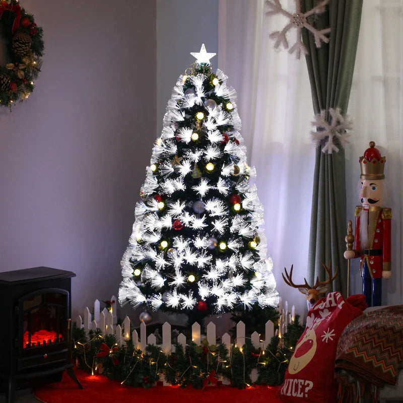 5ft Pre-Lit White Artificial Christmas Tree with 180 LEDs & Star Topper - Full Bodied Seasonal Decoration for Home