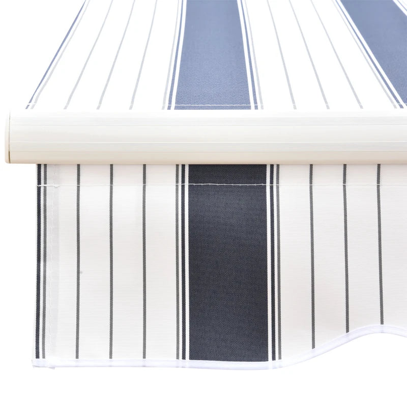 Dark Blue and White Retractable Awning, 2.5m x 2m - Manual Operation