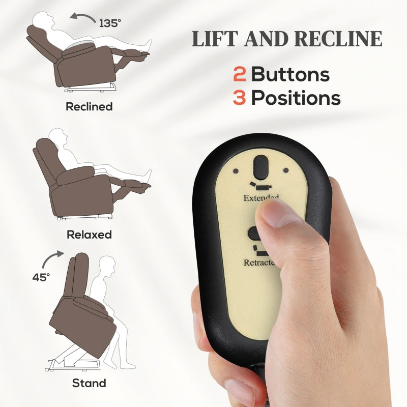 Velvet Electric Lift and Recline Massage Armchair with Remote Control in Brown