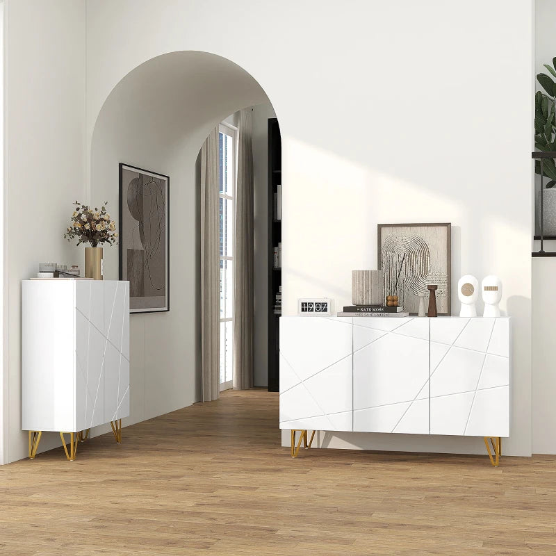 Modern Luxe High Gloss Sideboard with Hairpin Legs in White