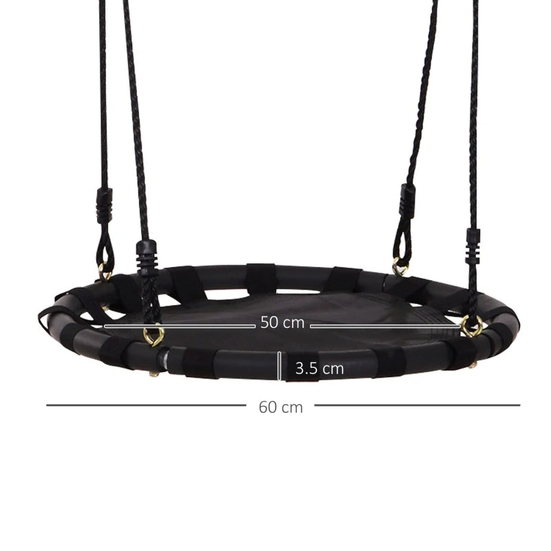 Black Kids Nest Swing Seat - 23.5 Inch Round Hanging Tree Toy