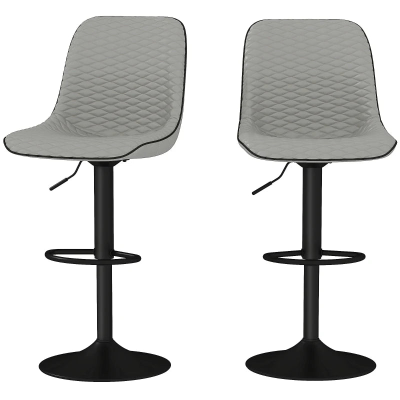 Set of 2 Modern Grey Faux Leather Bar Stools - Stylish & Comfortable Counter Height Seating for Kitchen or Home Bar