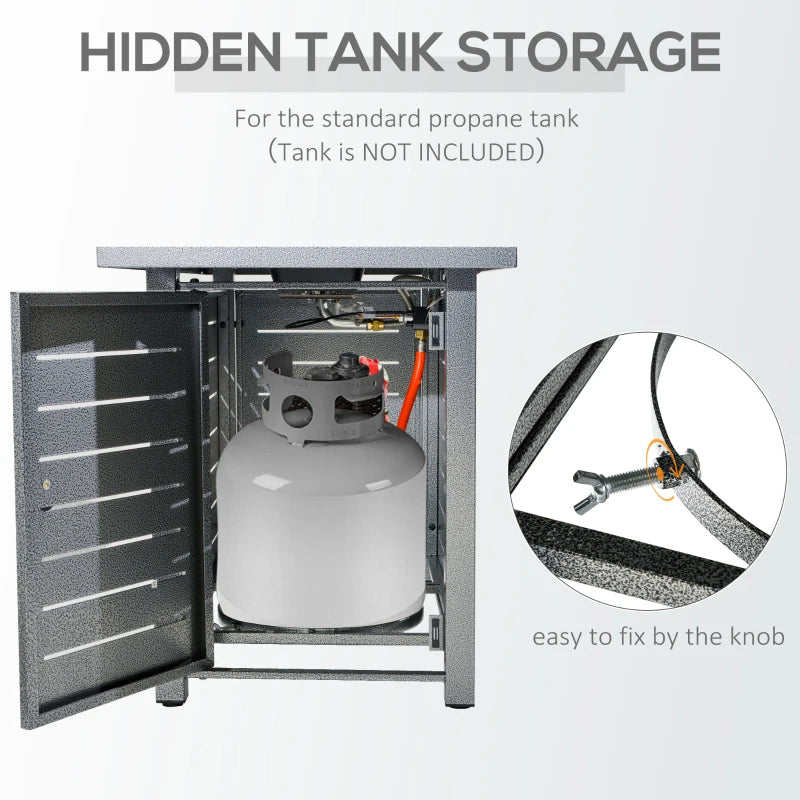 50000BTU Propane Gas Fire Pit Table - Smokeless Outdoor Patio Heater with Cover, Lava Rocks & Lid - 107cm Silver Grey