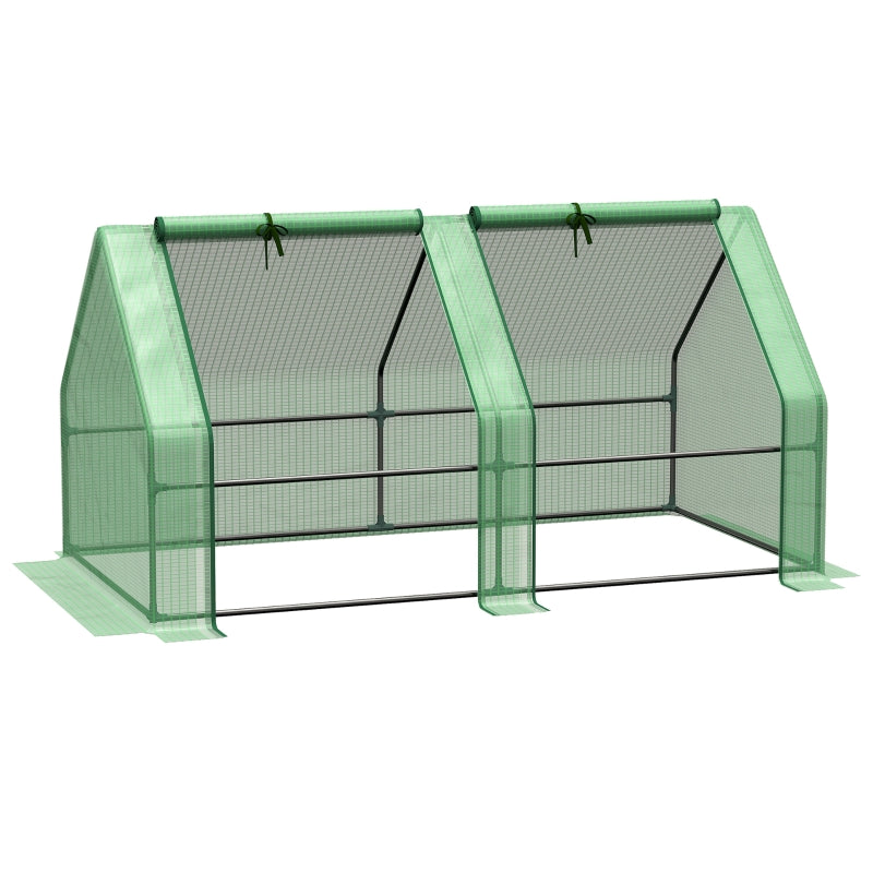 Compact Green Steel Frame Mini Greenhouse for Plants, 180 x 90 x 90 cm