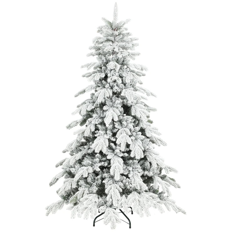 6ft Super Flocked Christmas Tree - Lush Green & White Snowy Tips - Perfect Holiday Decor for Home & Office