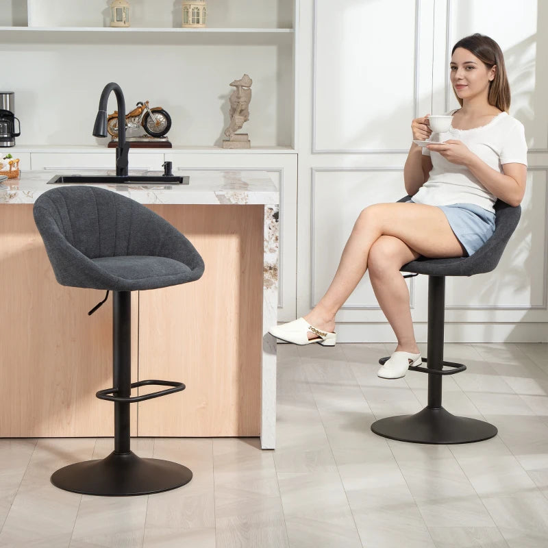 Set of 2 Dark Grey Relaxed Tub Bar Stools - Modern Design for Kitchen & Home Bar Seating