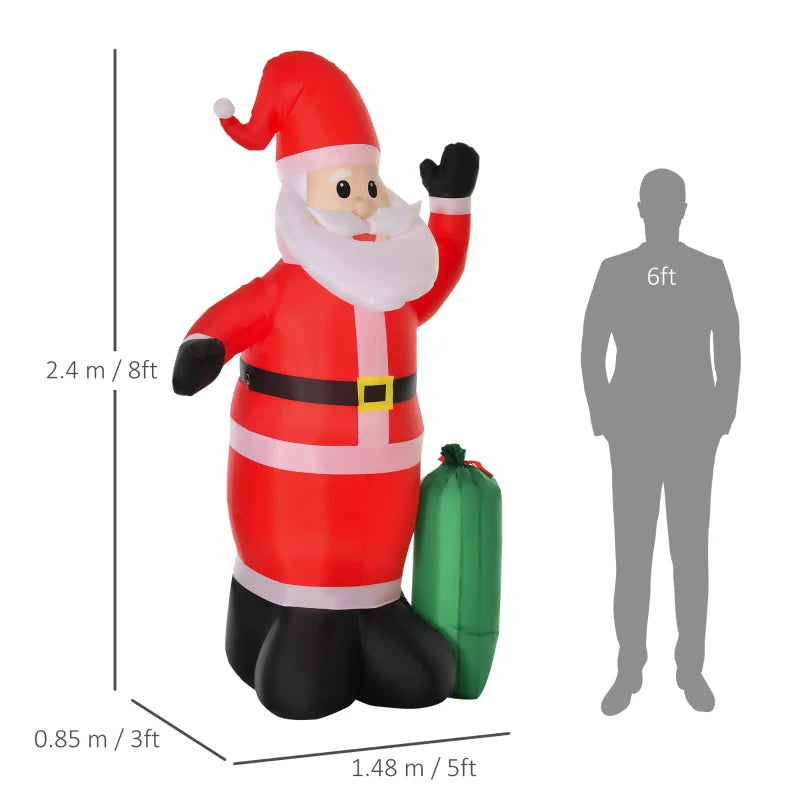 7.5ft Inflatable Christmas Santa Claus with LED Lights - Air Blown Holiday Yard Decoration for Outdoor Festive Decor
